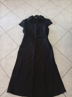 Black midi linen dress like new, very elegant