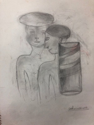 Pencil drawings used, block 35x25 cm, 7 artworks