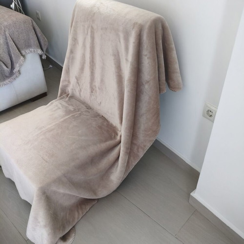 Fleece blankets set of 2 used, beige and pudra, 160x180 cm each