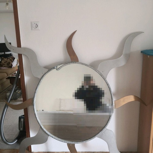 Handmade metal mirror 2m unique industrial sunburst design like new