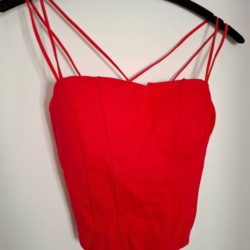 Decoro crop top new with padding and straps red one size