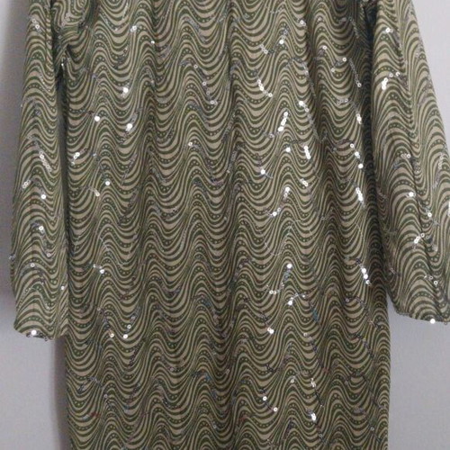 Diamond women's maxi dress with pearls like new, size L, khaki green