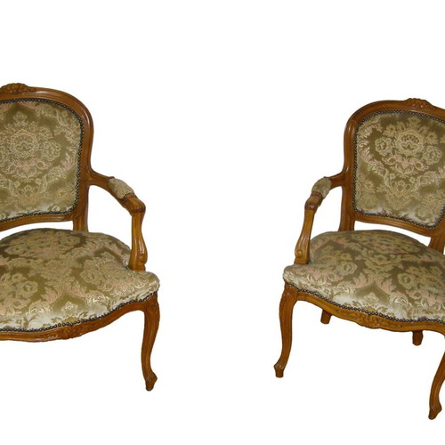 Classic Louis XV living room set, handmade, like new, walnut wood, 6 pieces