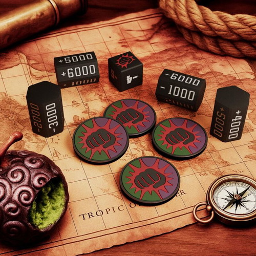 One Piece Dice and Token Set Luffy Inspired Edition Green Purple made to order