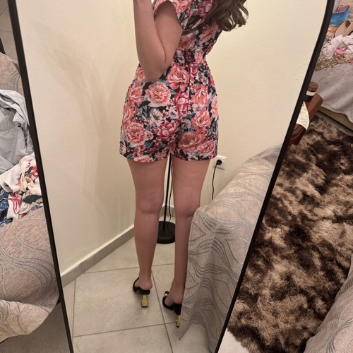 Floral one-piece shorts Decoro like new, one size, pink and black