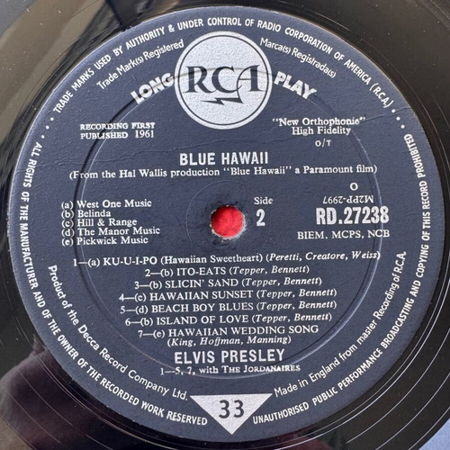 Elvis Presley Blue Hawaii LP 1st UK 1961 Mono used, pop