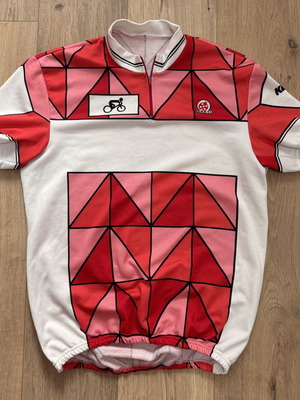 Denti Vintage Cycling Jersey Men’s Size 6 M/L Used Pink Red Retro