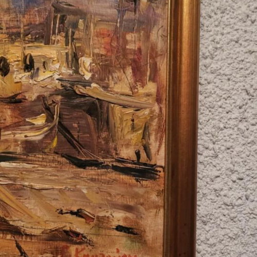 Ελαιογραφία Γ.Κουλούρης καινούργια, θέα Κεφαλομάντουκου με κορνίζα