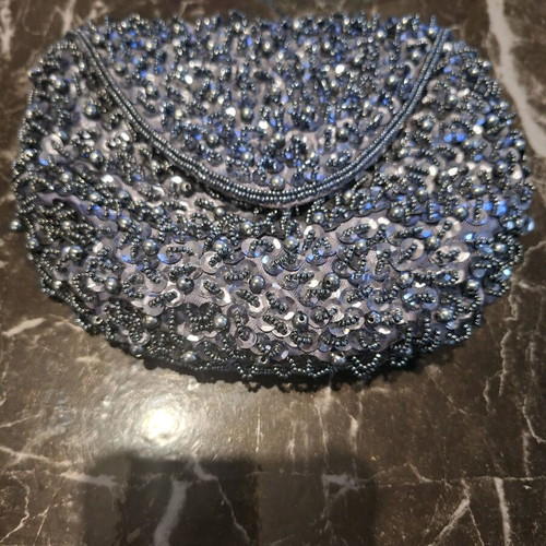 Evening clutch like new with beads and sequins in dark shades