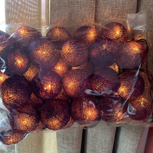 Garland with 35 cotton string balls and lights new