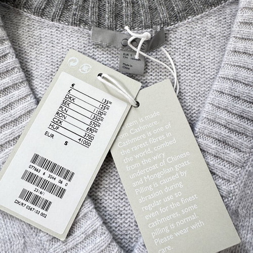 COS cashmere knitted sweater size S new, light grey