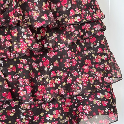 Boho floral skirt used, La Redoute Collections, black and pink