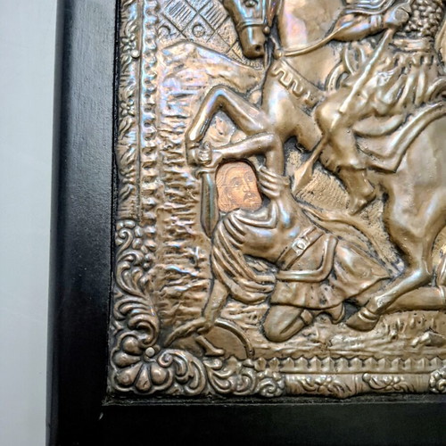 Ασημένια εικόνα του Αγίου Δημητρίου μεταχειρισμένη, ασήμι 9,50, 20x24 εκ.
