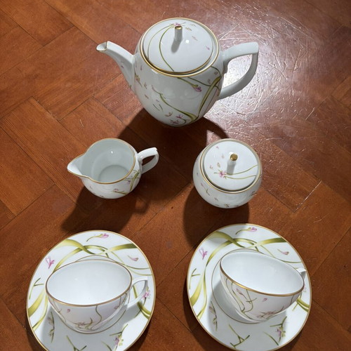 Σετ τσαγιού Limoges Amaryllis για 2, λεπτή πορσελάνη, 2002