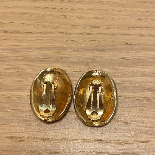 Vintage gold-plated oval earrings 80’s with clip like new