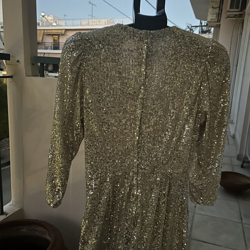 Gold Sequined Dress with Inner Shorts, Excellent Condition, Size 40