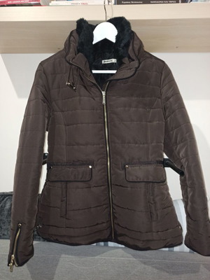 Stradivarius Medium jacket with fur lining like new, brown