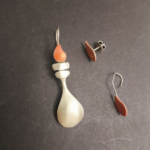 Silver handmade earrings 925, candle and flame design