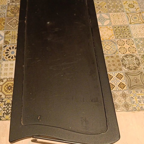 Wooden surface with metal handles used, decorative base for candles