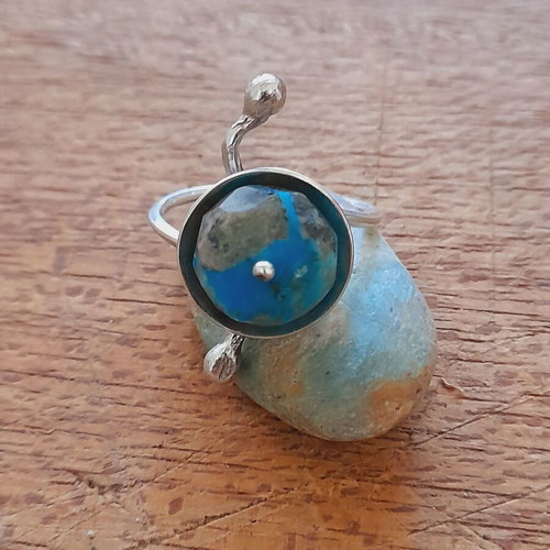 Handmade silver ring 925 with turquoise semi-precious stone new