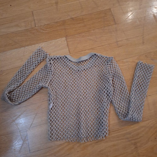 Mesh blouse with gold thread Bershka size M like new beige
