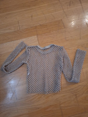 Mesh blouse with gold thread Bershka size M like new beige