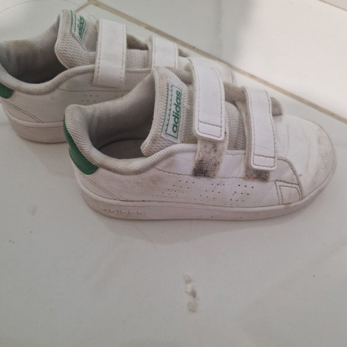 Adidas kids' sneakers size 26, white and green