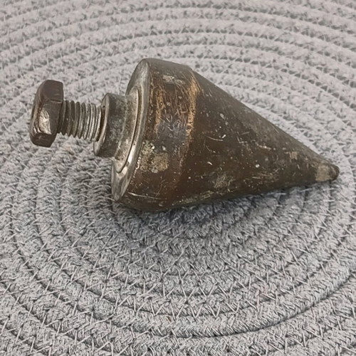 Brass solid construction plumb bob used, 12 cm, 1960s