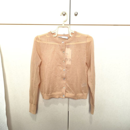 Zara short cardigan new, beige, see through, size S