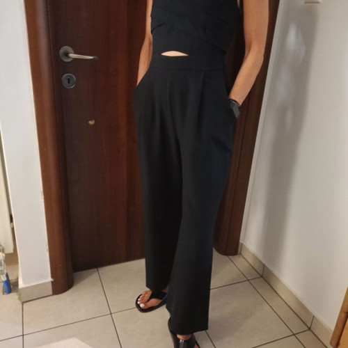 Zara black jumpsuit XS like new with cutout and zipper
