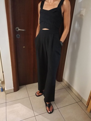 Zara black jumpsuit XS like new with cutout and zipper