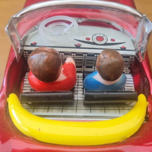 MF763 Red Racer collectible toy car with 2 drivers, like new