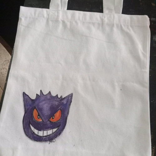 Pokemon Gengar fabric bag new, hand-painted