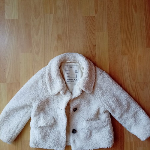 Marks & Spencer Girls' Bouclé Jacket 5 Years 110 cm Like New White
