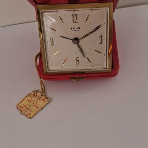 Solo 15 Jewels France travel alarm clock like new, mechanical