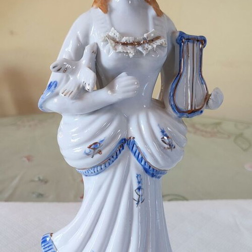 Vintage porcelain statue Woman with lyre