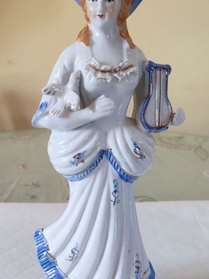 Vintage porcelain statue Woman with lyre