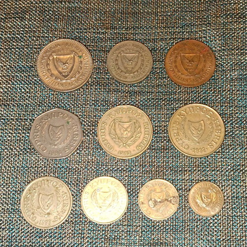 Cyprus coin collection used, 10 different coins
