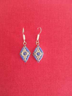 Silver 925 earrings new with natural Iranian lapis stone, handmade
