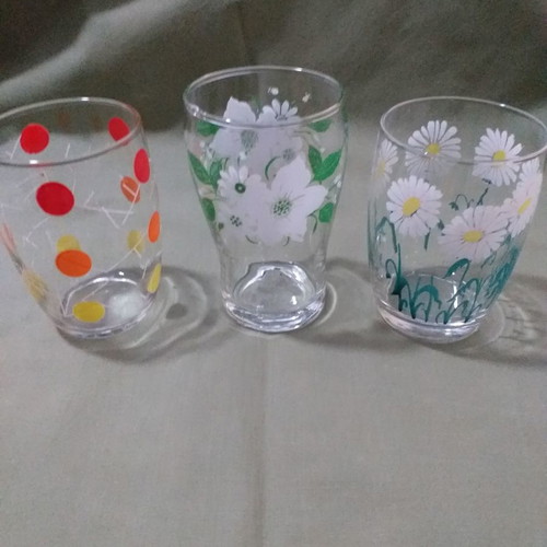 3 vintage water glasses