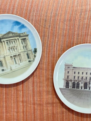Collectible Athens plates Megaron Mela and Ioniki Trapeza like new