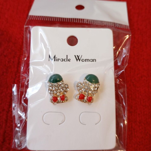 Christmas earrings with rhinestones like new, silver multicolor