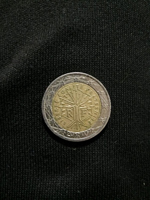 2 euro used coin, year 2000