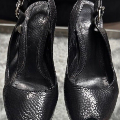 Fendi Peep Toe Shoes like new, dark blue leather, heel 12cm
