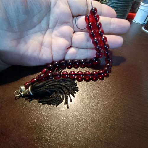 Mastic komboloi worry beads with silk tassel