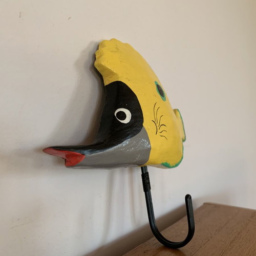 Handmade wooden fish wall hook new, tropical colors