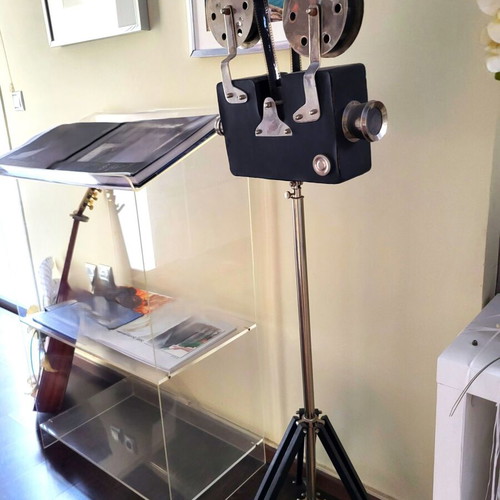 Vintage floor-standing movie camera like new, industrial decor