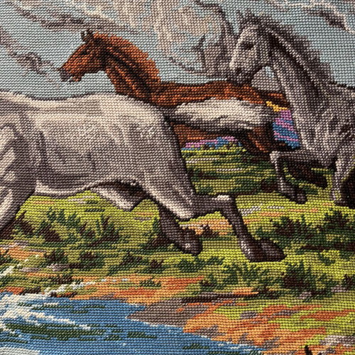 Handmade textile painting like new, dimensions 1.08x0.48 m