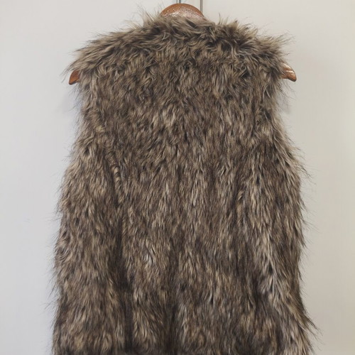 Stradivarius Faux Fur Vest like new, beige and brown, size S