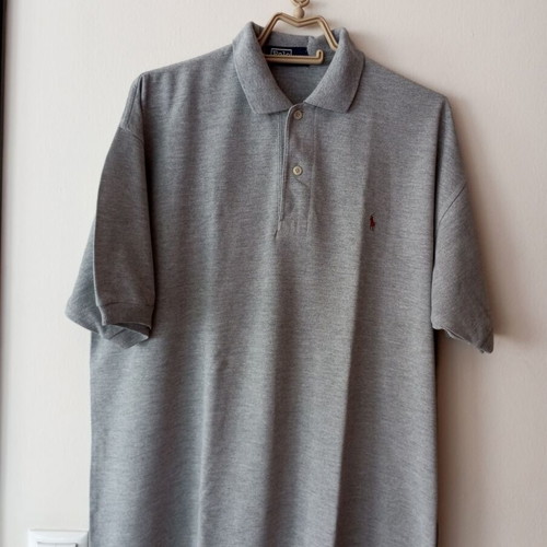 Grey polo-style shirt XL, men's cotton piqué